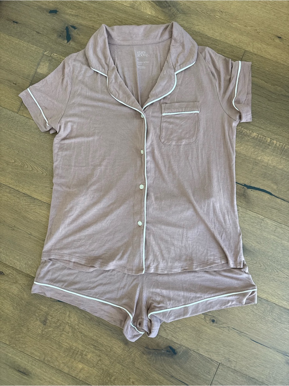 Soft Modal Short Pajama Set - Dusty Rose with White Piping